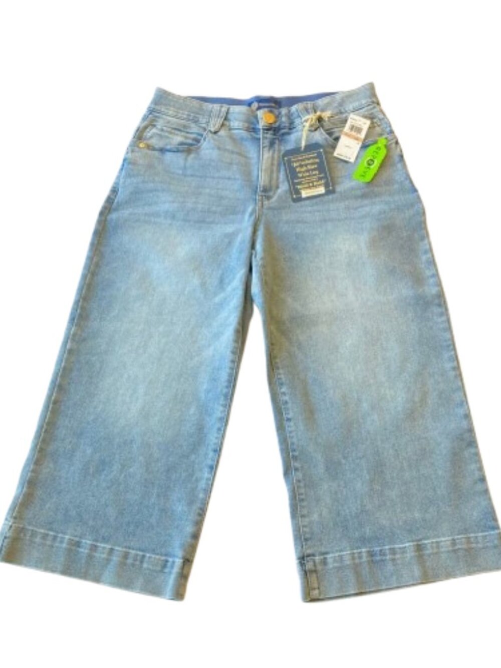 Democracy Ab Solution Wide Leg Crop Jeans High Rise 12 PETITE Light Blue NWT